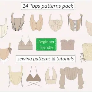 top sewing patterns pack, bustier, corset with sleeves. crop tops and more