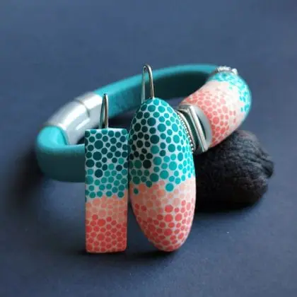 Mosaic polymer clay earrings. Silver 925. Hypoallergenic