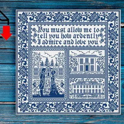 Sampler Pride and Prejudice Cross stitch pdf pattern Jane Austen