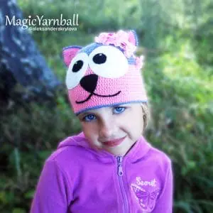 Free Cat hat crochet pattern, handmade hat, for children, format PDF, magicyarnball