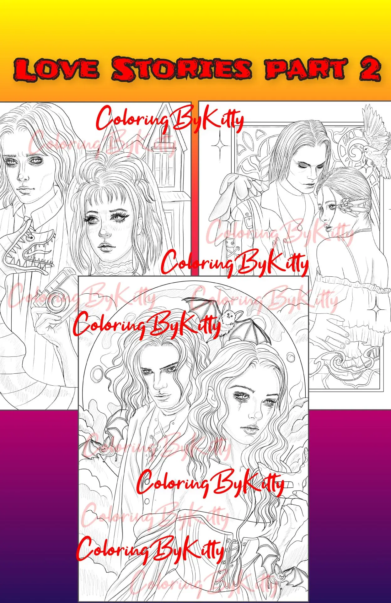 "Love Stories part 2 " Pdf coloring book 10 coloring pag 1 "Love Stories part 2 " Pdf coloring book 10 coloring pag