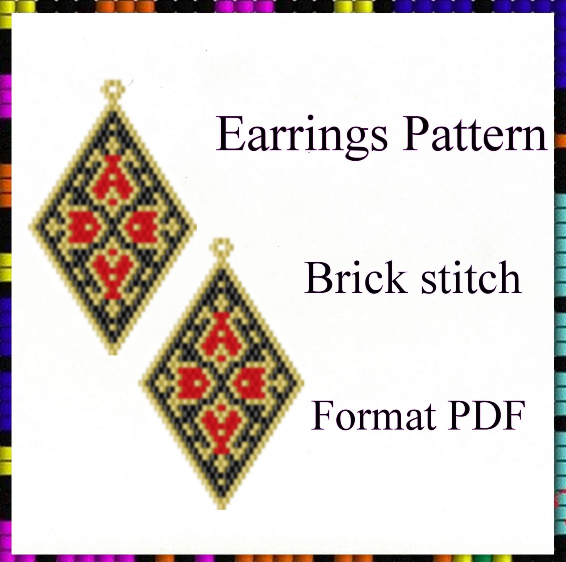 FLOWER Earrings beading pattern Brick stitch pattern PDF file