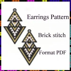 Brick stitch Earrings bead pattern PDF file Black White Gold