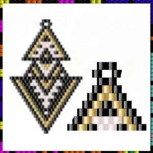 Brick stitch Earrings bead pattern PDF file Black White Gold