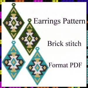 Earrings bead pattern Brick stitch pattern PDF file Set