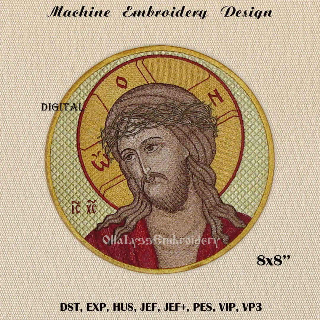 Jesus Christ with crown of thorns embroidery design