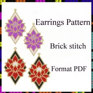 Brick stitch pattern Lotus Earrings bead pattern