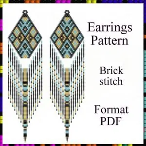 Beaded fringe earrings pattern Brick stitch pattern