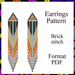 Beaded fringe earrings pattern Brick stitch pattern