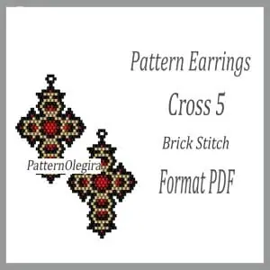 Cross 5 bead earrings pattern Cross bead pattern Olegirabeadpatterns