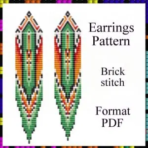 Beaded fringe earrings pattern Brick stitch pattern PDF file