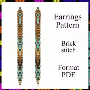 Beaded fringe earrings pattern Brick stitch pattern PDF file