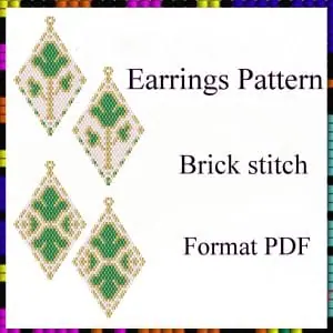 Earrings beading pattern Brick stitch pattern PDF file DIY