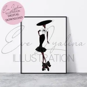 Fashion illustration of a girl in a chic outfit