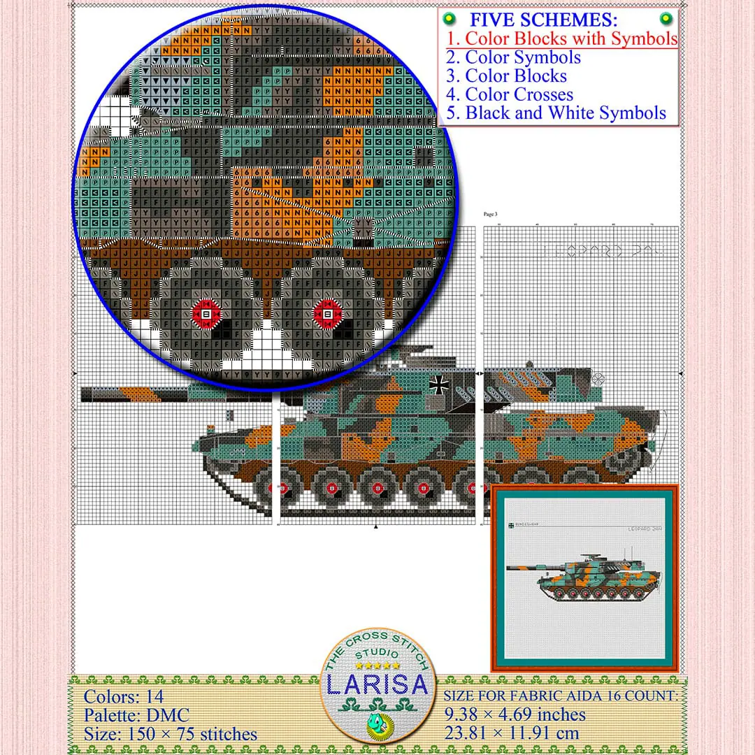 Leopard 2 Tank Cross Stitch Pattern | Leopard 2 Main Battle Tank 5 Leopard 2 main battle tank cross stitch