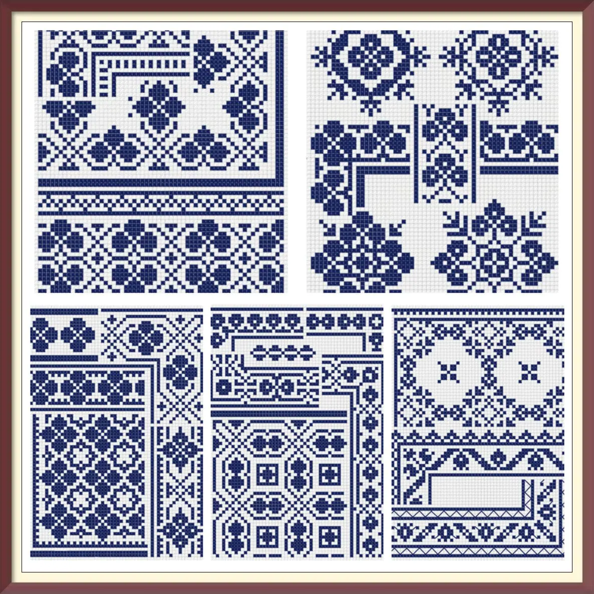 Borders Cross Stitch Pattern Antique Sampler 5 Plates - Image 2
