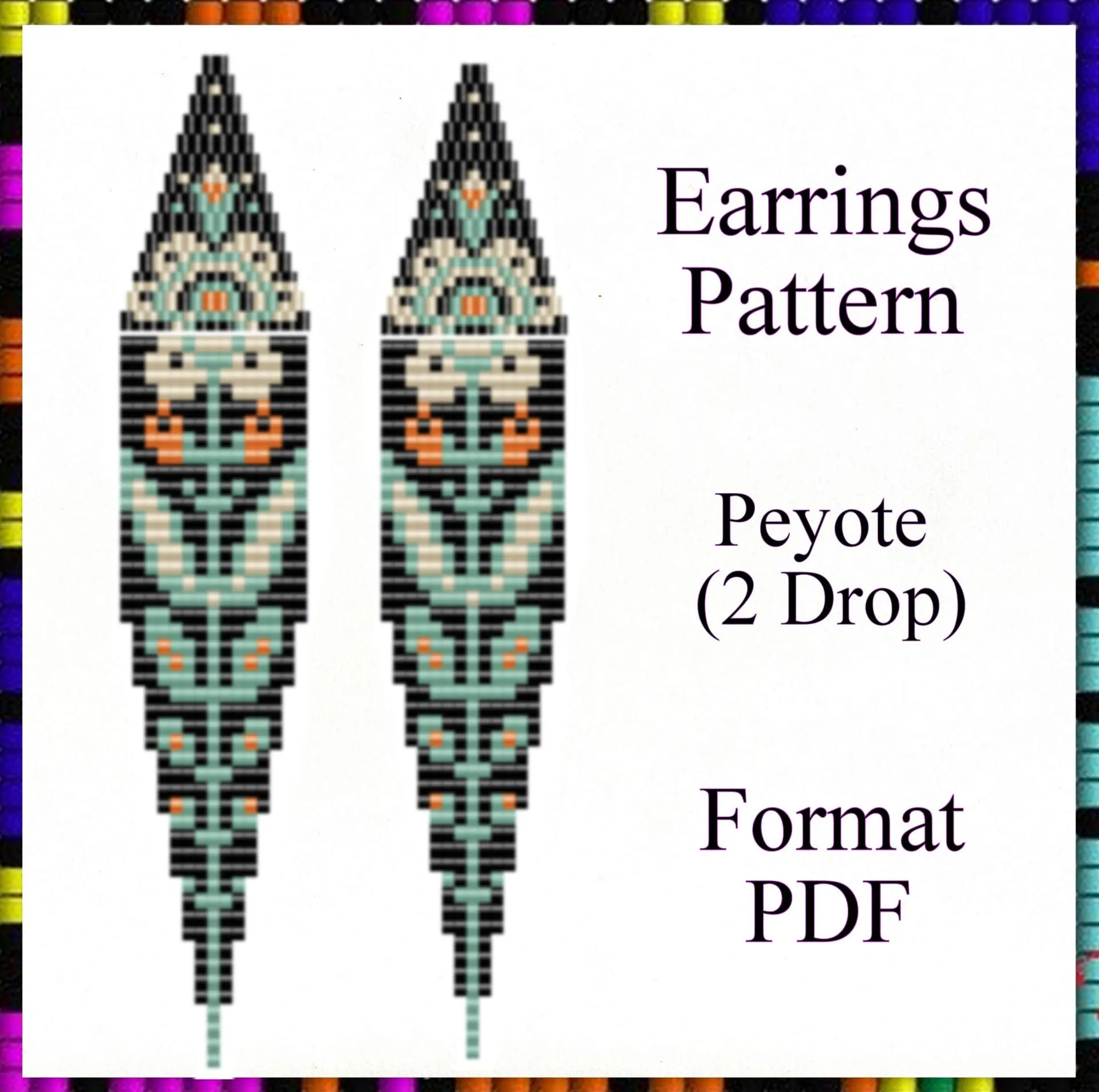 Beaded fringe earrings pattern Peyote stitch pattern PDF