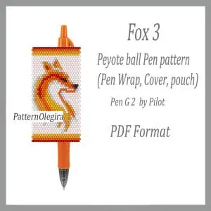 Fox 3 bead pattern Fox beading pattern Fox pen wraps Fox cover pen Olegirabeadpatterns