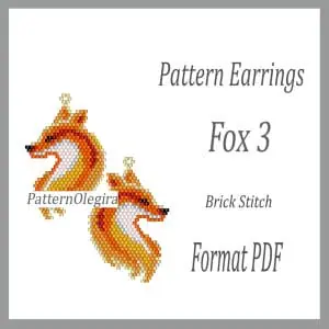 Fox 3 beadearrings pattern Fox beading pattern Fox pattern Olegirabeadpatterns
