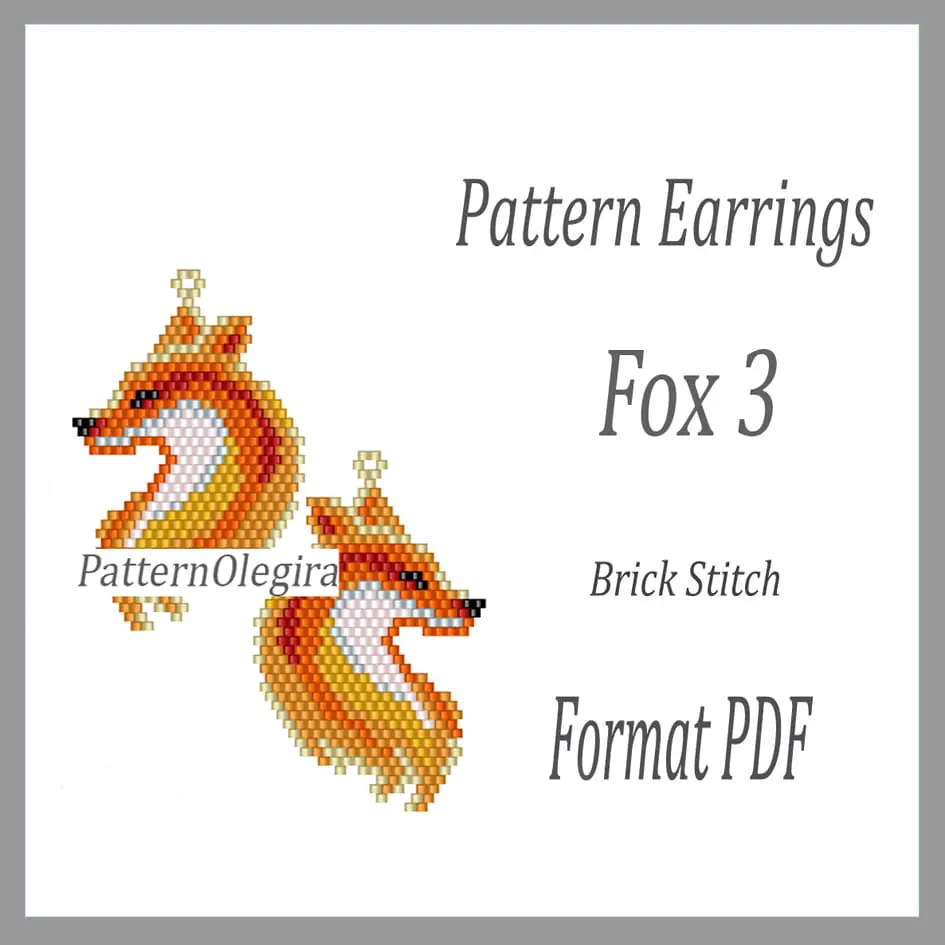 FOX 3 Earrings bead pattern PDF Bead earrings pattern