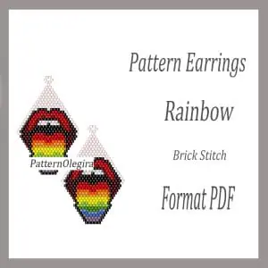Rainbow bead earrings pattern lips bead earrings pattern Rainbow beading pattern Olegirabeadpatterns