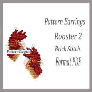 Rooster 2 bead earrings pattern rooster bead earrings pattern Rooster beading pattern Olegirabeadpatterns