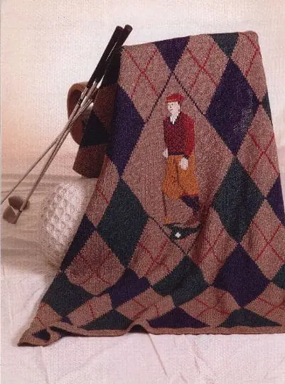Vintage Knitting Pattern Golf Afghan and Golf Ball Pillow