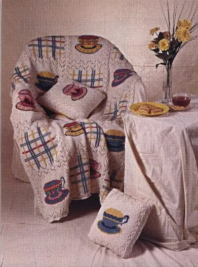 Afghan Knitting Pattern Tea Time Lace Afghan and Pillow
