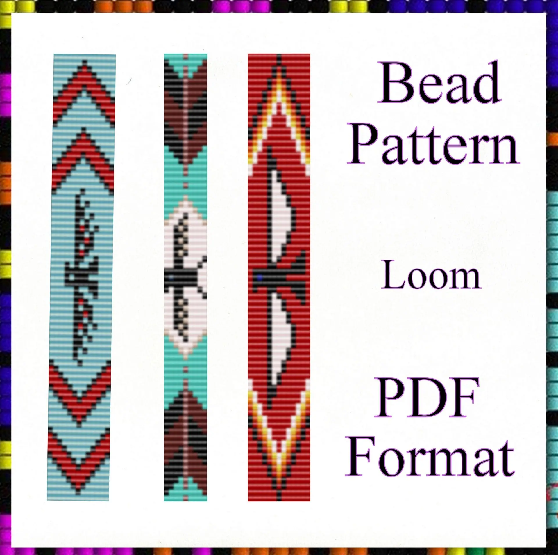 Bead bracelet pattern Eagle Loom stitch PDF file Set patterns 1 Bead bracelet pattern Eagle Loom stitch PDF file Set patterns