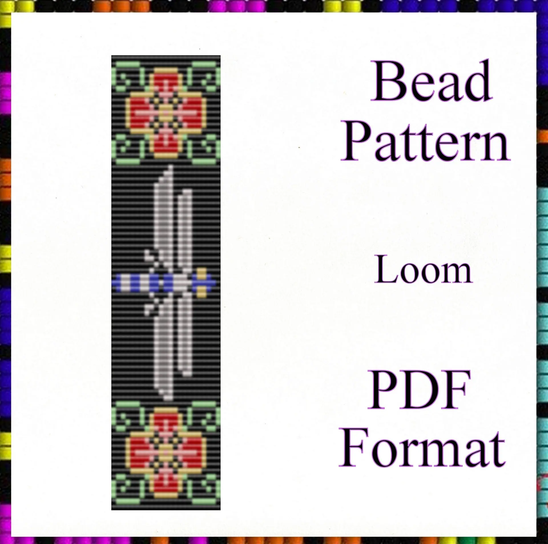 Loom stitch Bead bracelet pattern Dragonfly PDF file loom-stitch-bead-bracelet-pattern-dragonfly-pdf-file