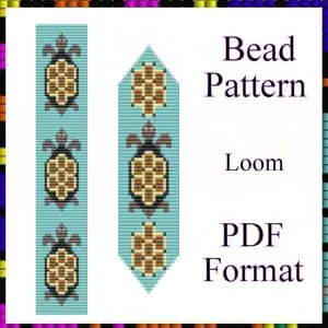 Loom stitch bead bracelet pattern Turtle PDF file Miyuki delica