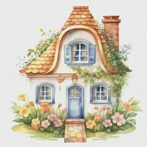 House Village Cross Stitch Pattern Vintage Counted 694 276