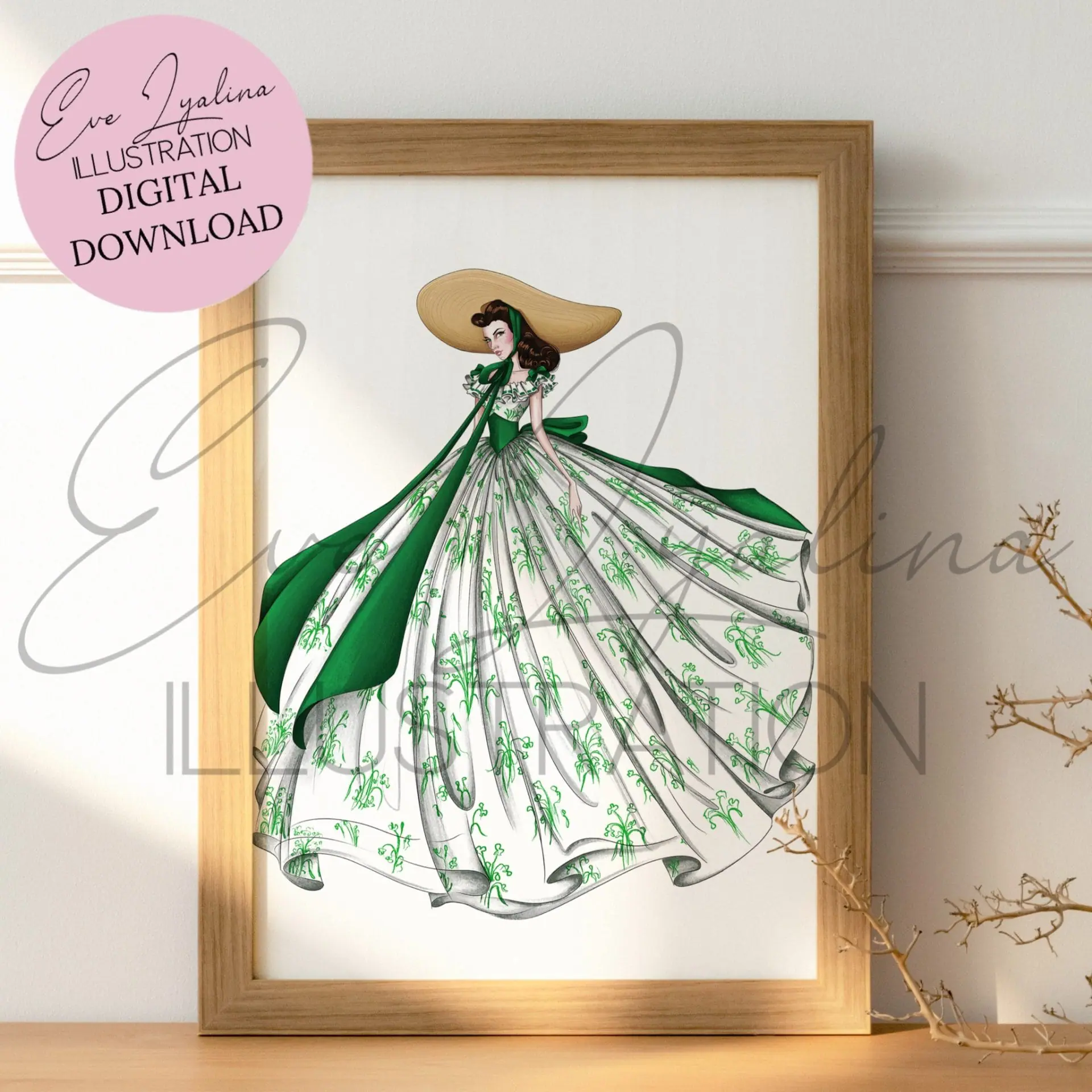DIGITAL DOWNLOAD Scarlett (Printable Fashion Illustration) 2 DIGITAL DOWNLOAD Scarlett (Printable Fashion Illustration) - Image 2