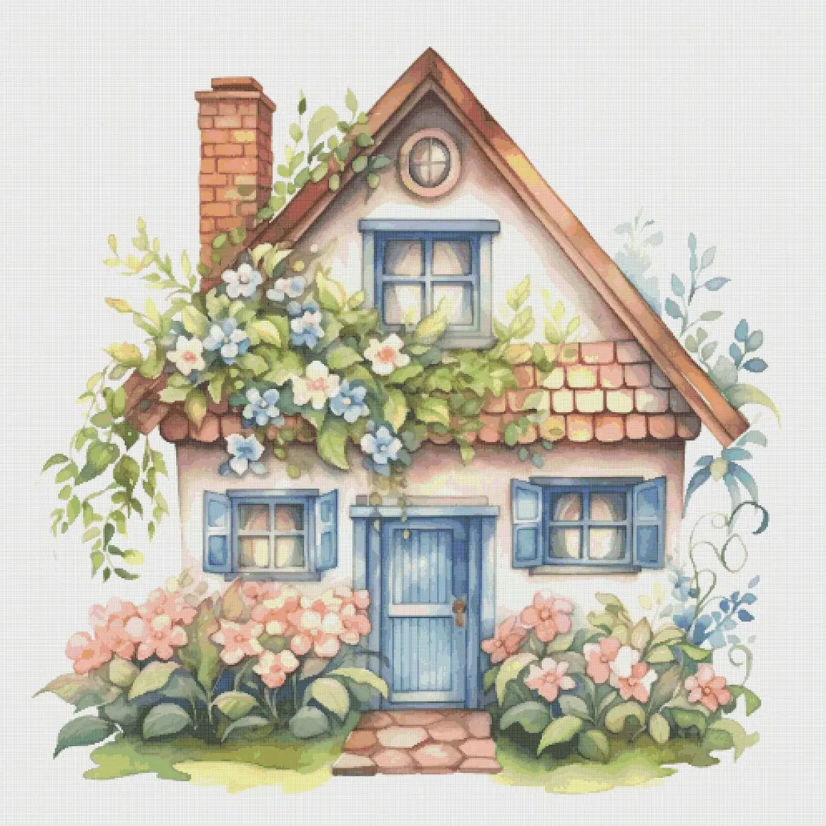 House Village Cross Stitch Pattern Vintage Counted 695 497 - Image 2