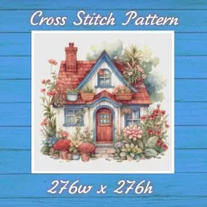 House in Garden Cross Stitch Pattern Vintage Counted 700 276