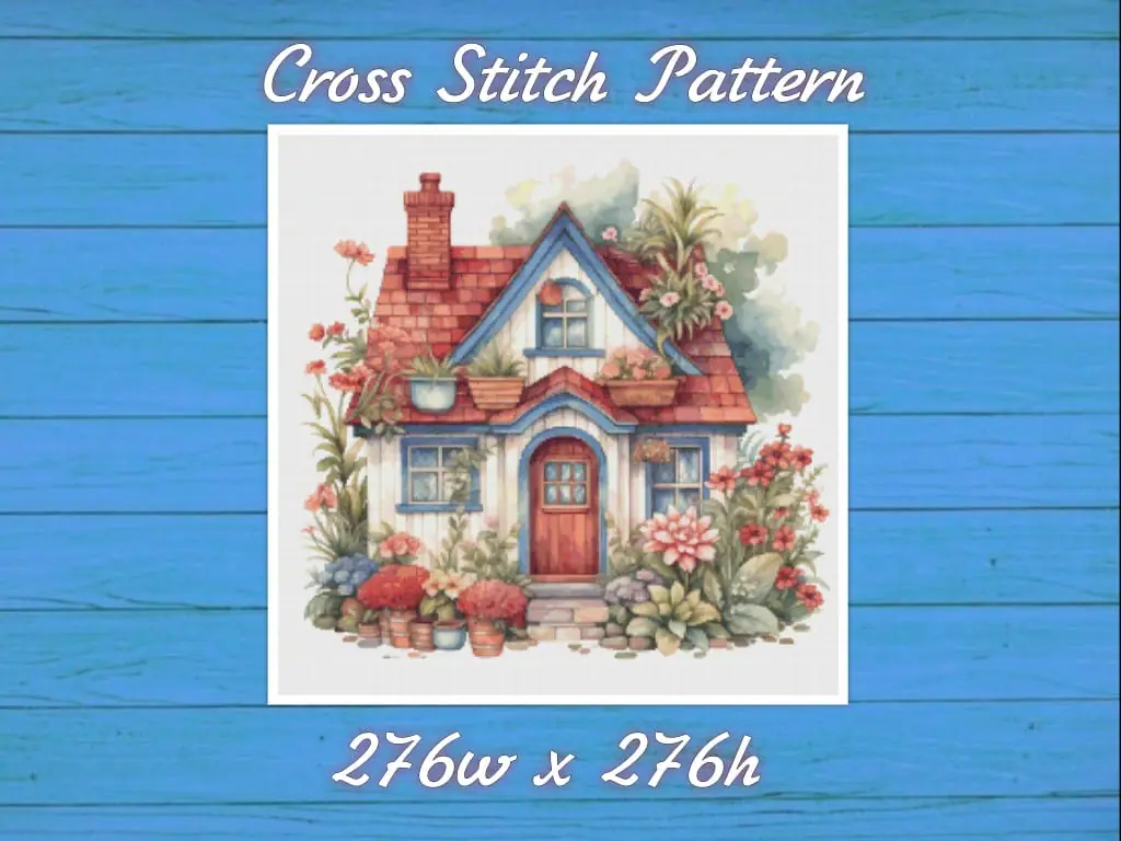 House in Garden Cross Stitch Pattern Vintage Counted 700 276 1 House in Garden Cross Stitch Pattern Vintage Counted 700 276