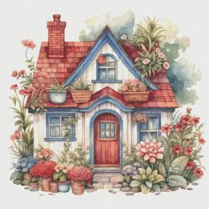 House in Garden Cross Stitch Pattern Vintage Counted 700 276