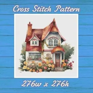 House in Garden Cross Stitch Pattern Vintage Counted 702 276