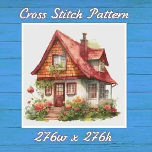 House in Garden Cross Stitch Pattern Vintage Counted 704 276