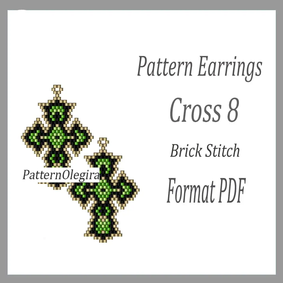 CROSS 8 Earrings beading pattern PDF Brick stitch pattern