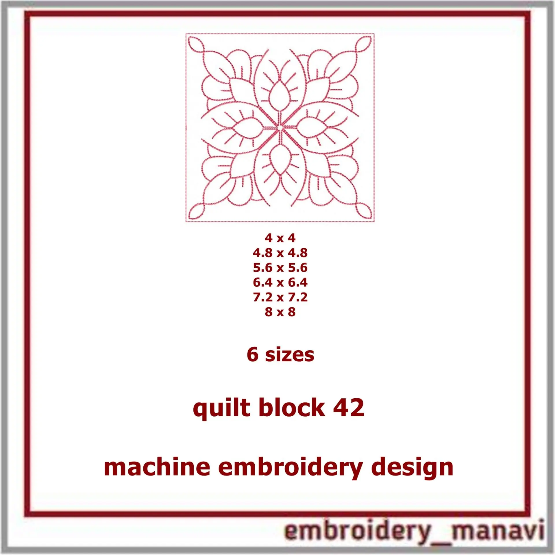 Quilt Block 42 Quilting Designs by Embroidery Manavi 05 2 Quilt Block 42 Quilting Designs by Embroidery Manavi 05 - Image 2
