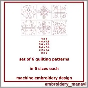 Set of 6 patterns for quilting Embroidery by Embroidery Manavi 05