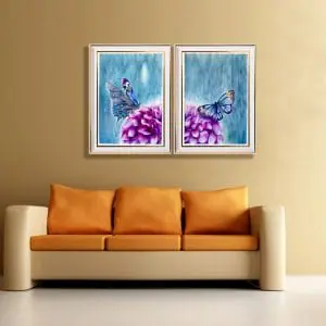 Butterflies watercolor painting, abstract home modern wall decor
