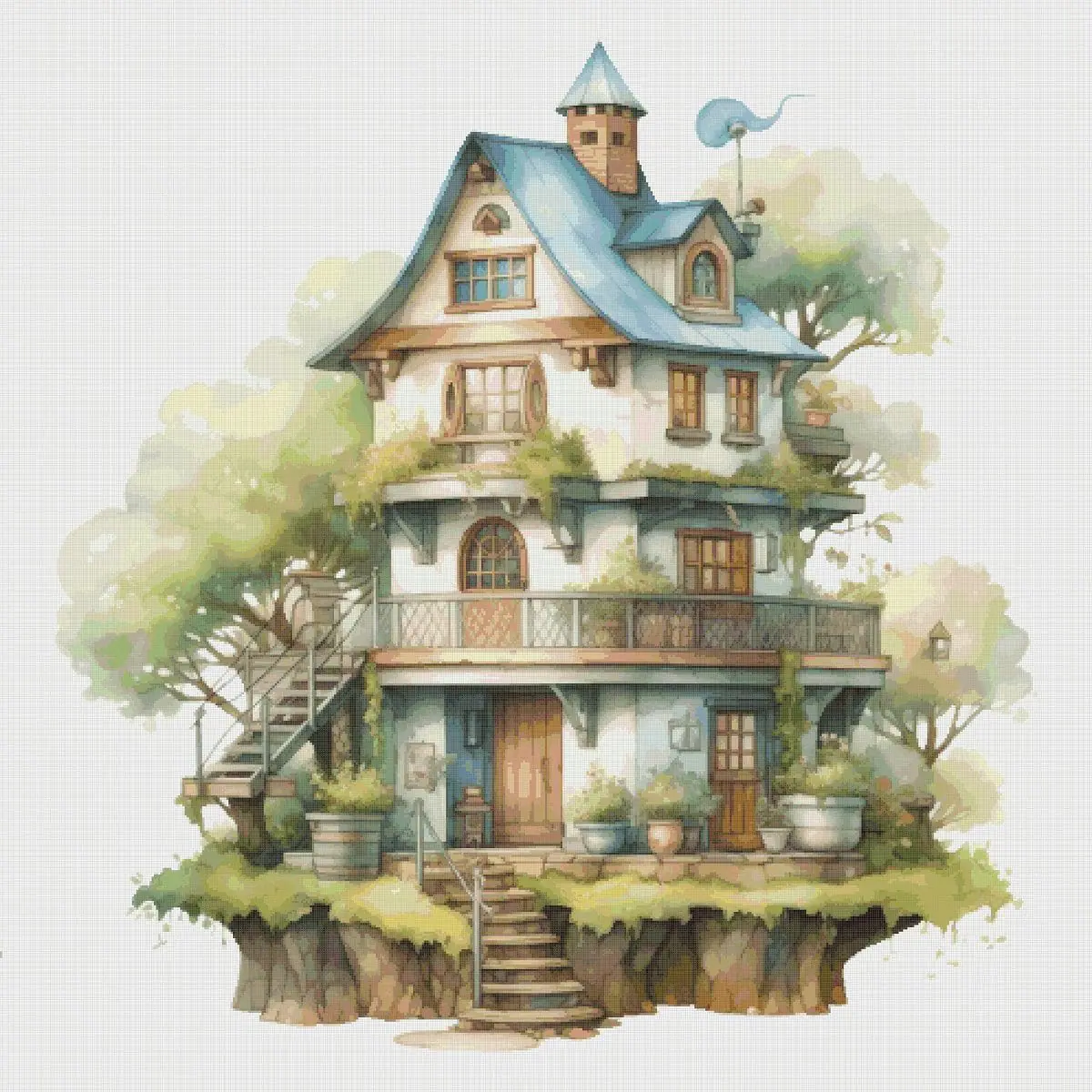 Cottage Cross Stitch Pattern Vintage Counted 724 276 - Image 2