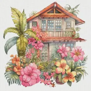 Cottage Cross Stitch Pattern Vintage Counted 726 276