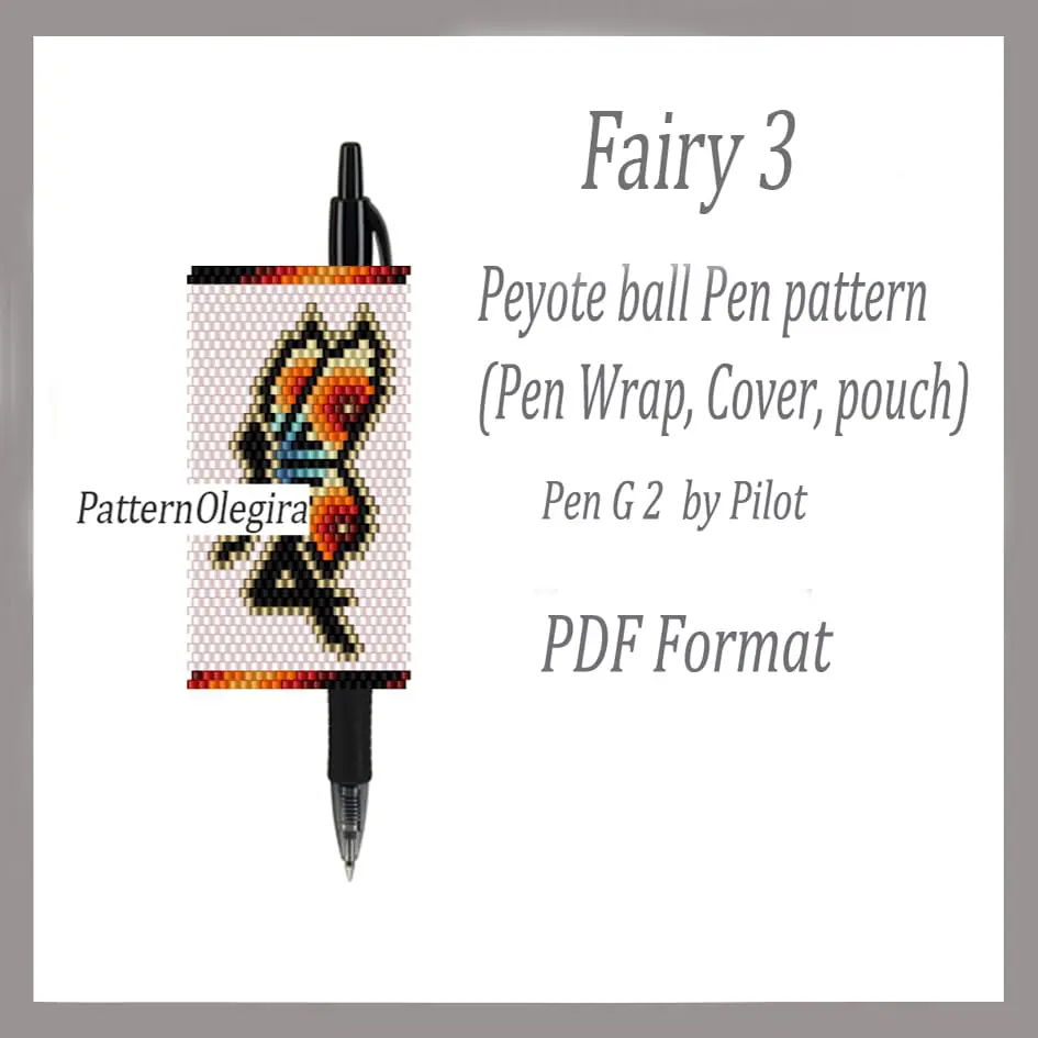 FAIRY 3 beading pattern PDF file Fairy Bead pen wraps pilot G2 1 Fairy 3 bead patterns Fairy bead cover pen Fairy bead pen wraps Beading patterns Bead peyote pattern Olegirabeadpatterns
