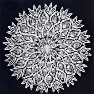 Vintage pineapple doily, crochet lace pattern, home decor lace napkin.
