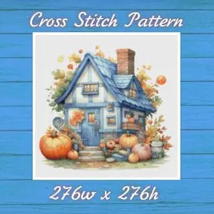 Cottage Autumn Cross Stitch Pattern Vintage Counted 732 276