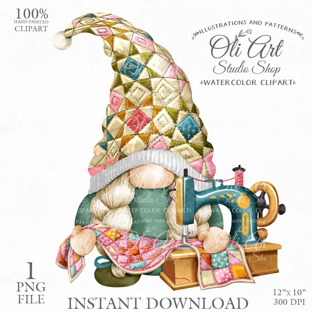 Quilting. Gnome Clip Art. Gnome Images. Gnome PNG.