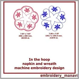 In the hoop embroidery design napkin and wreath 2 designs